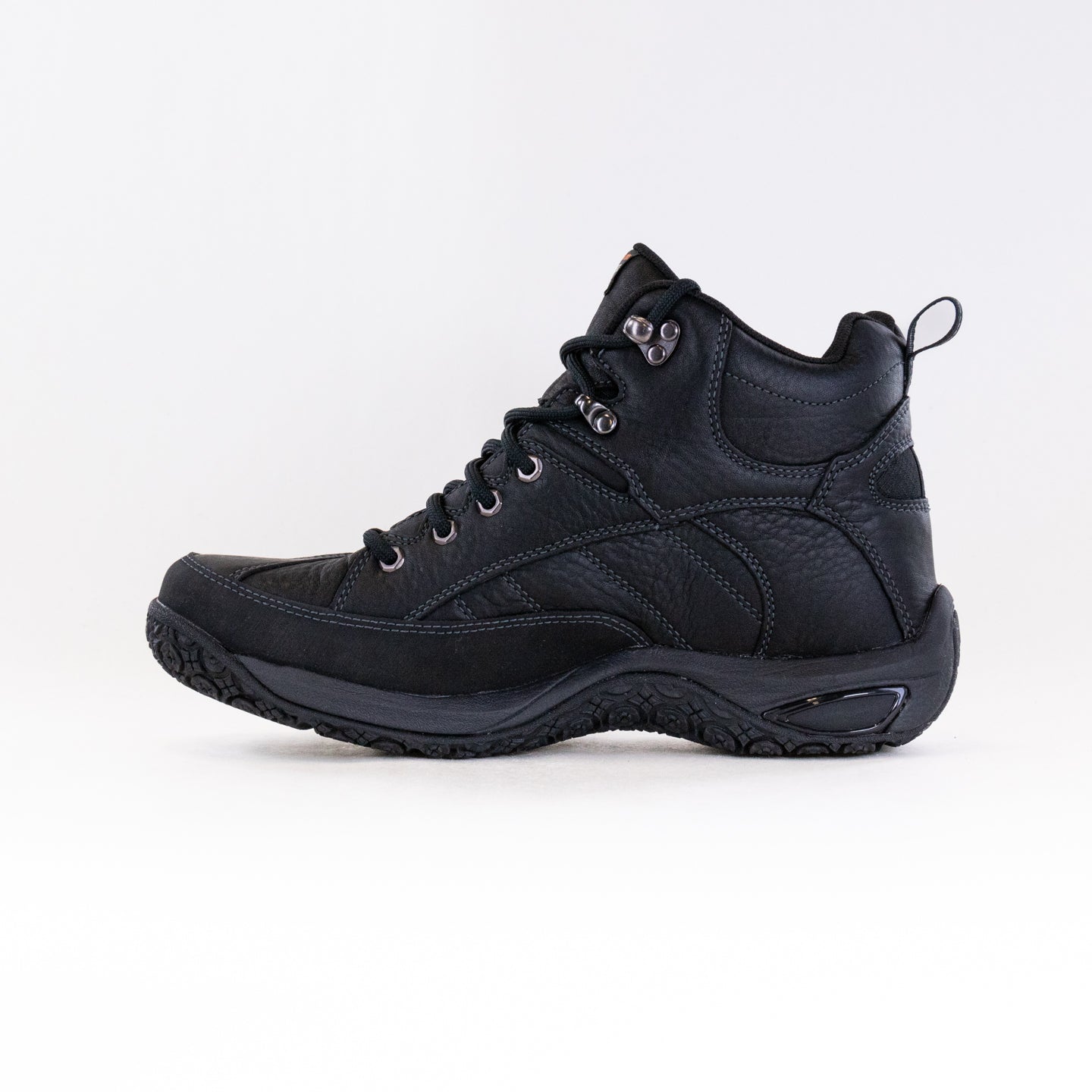 Men's Black Leather Dunham Lawrence Mid Waterproof Work Boot