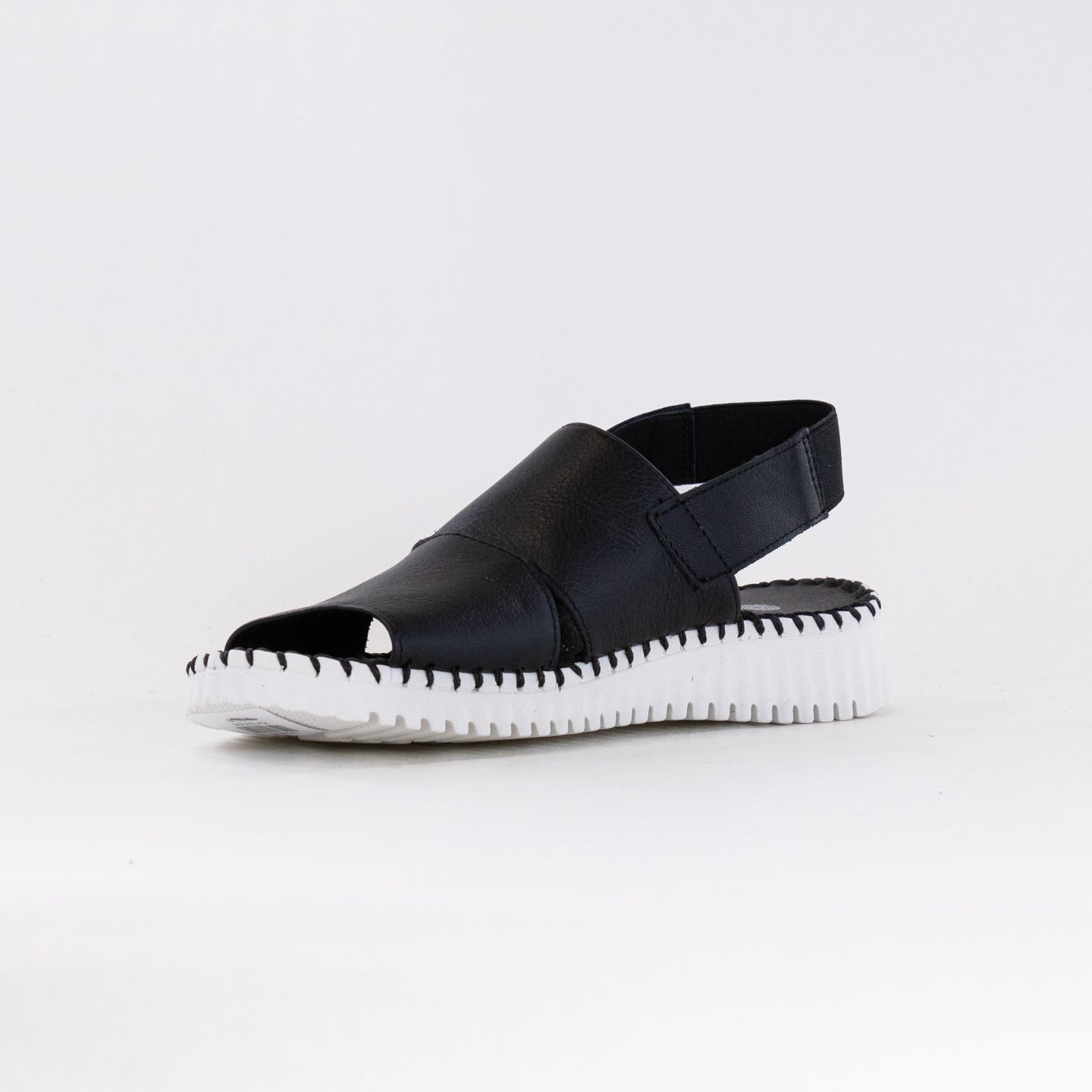 Women's Black Leather Eric Michael Sola Minimalist Sandals