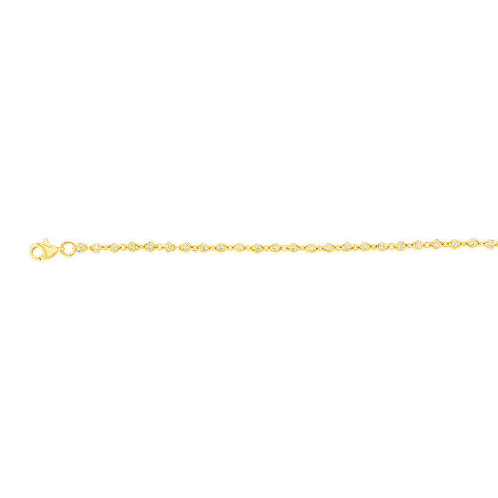 19cm Fancy Bracelet Crafted from 9 Carat Yellow Gold with Cubic Zirconia