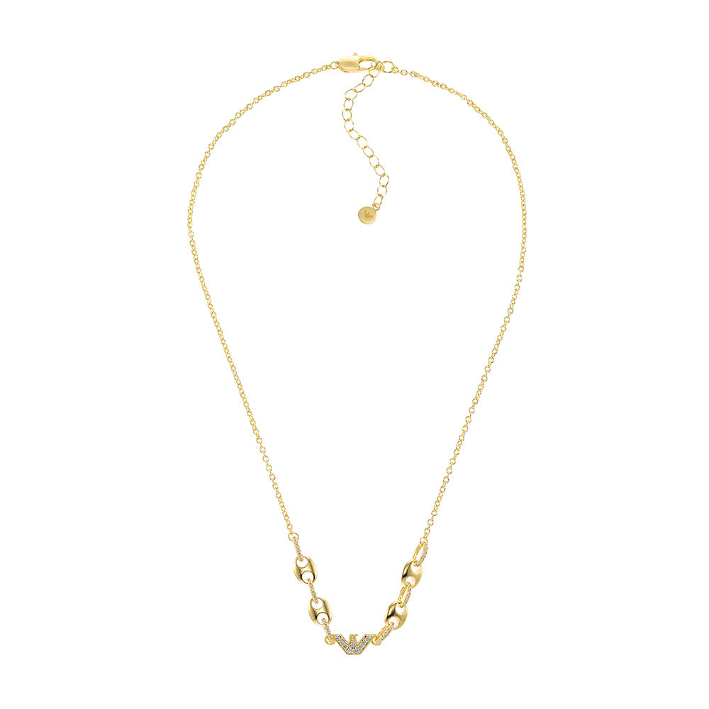 Emporio Armani Gold - Coated Brass Sentimental Cubic Zirconia Pendant Necklace with Chain
