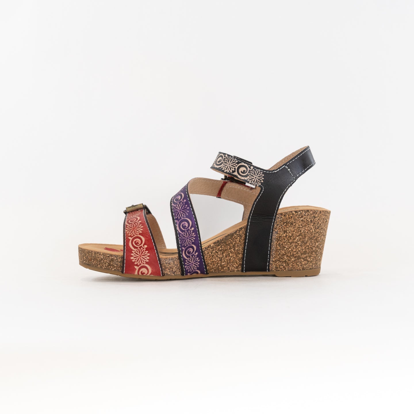 Spring Step Women's Red Multi Tanja Quarter Strap Sandals - French Inspired Premium Leather Footwear