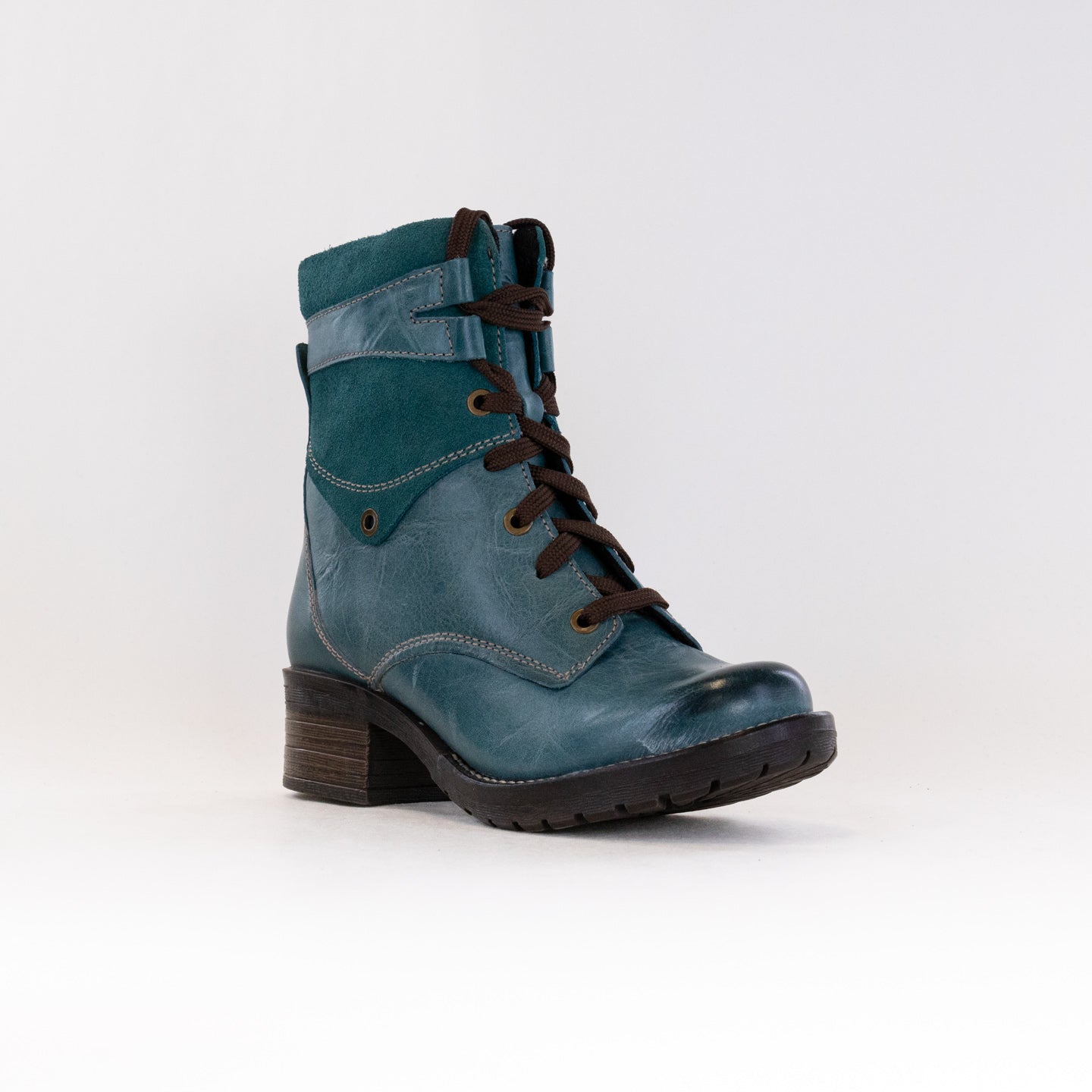 Women's Teal Dromedaris Kara Soft Suede Short Lace - Up Boots