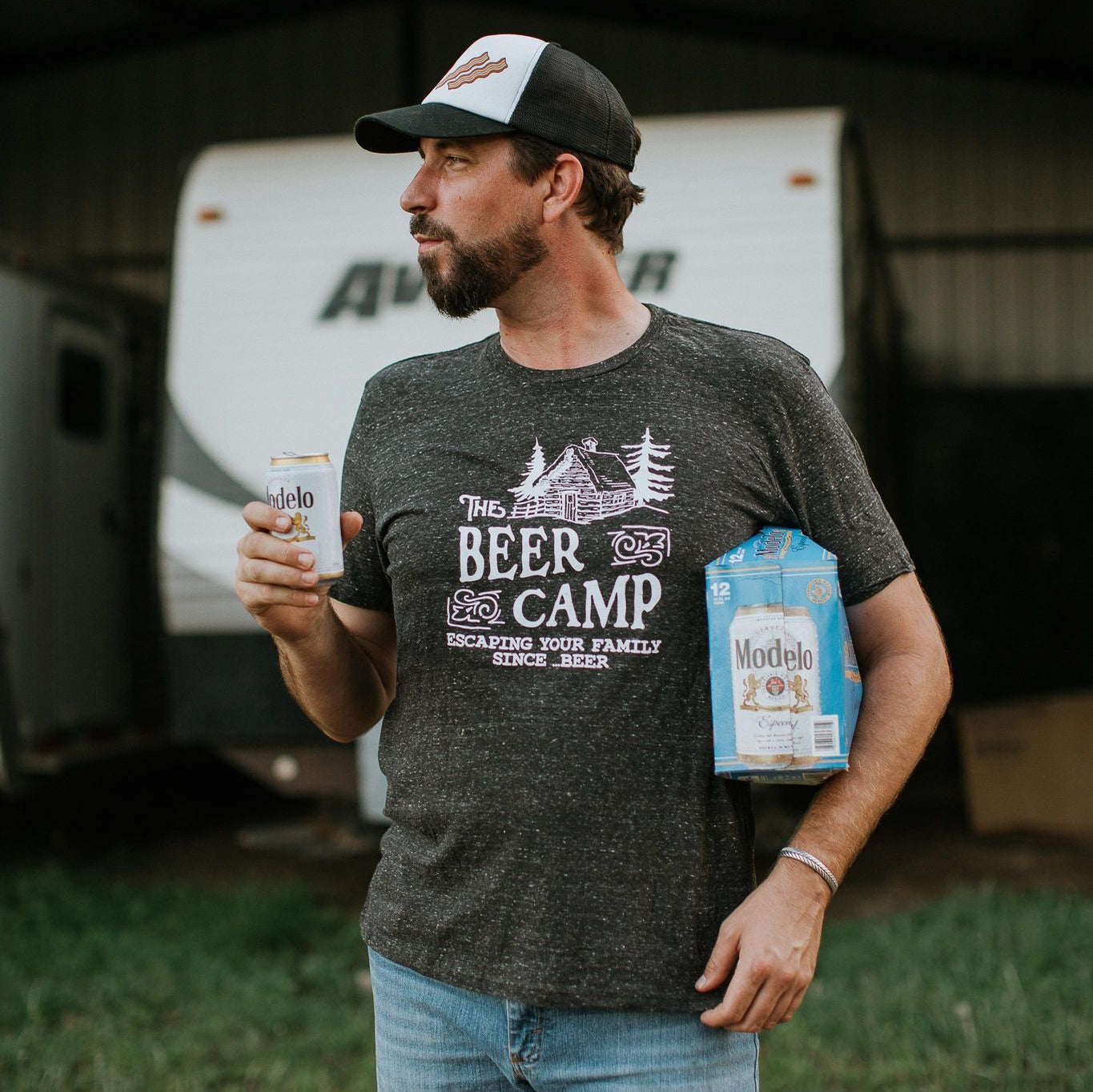 USA-Made Playful Beer Camp Shirt for Men