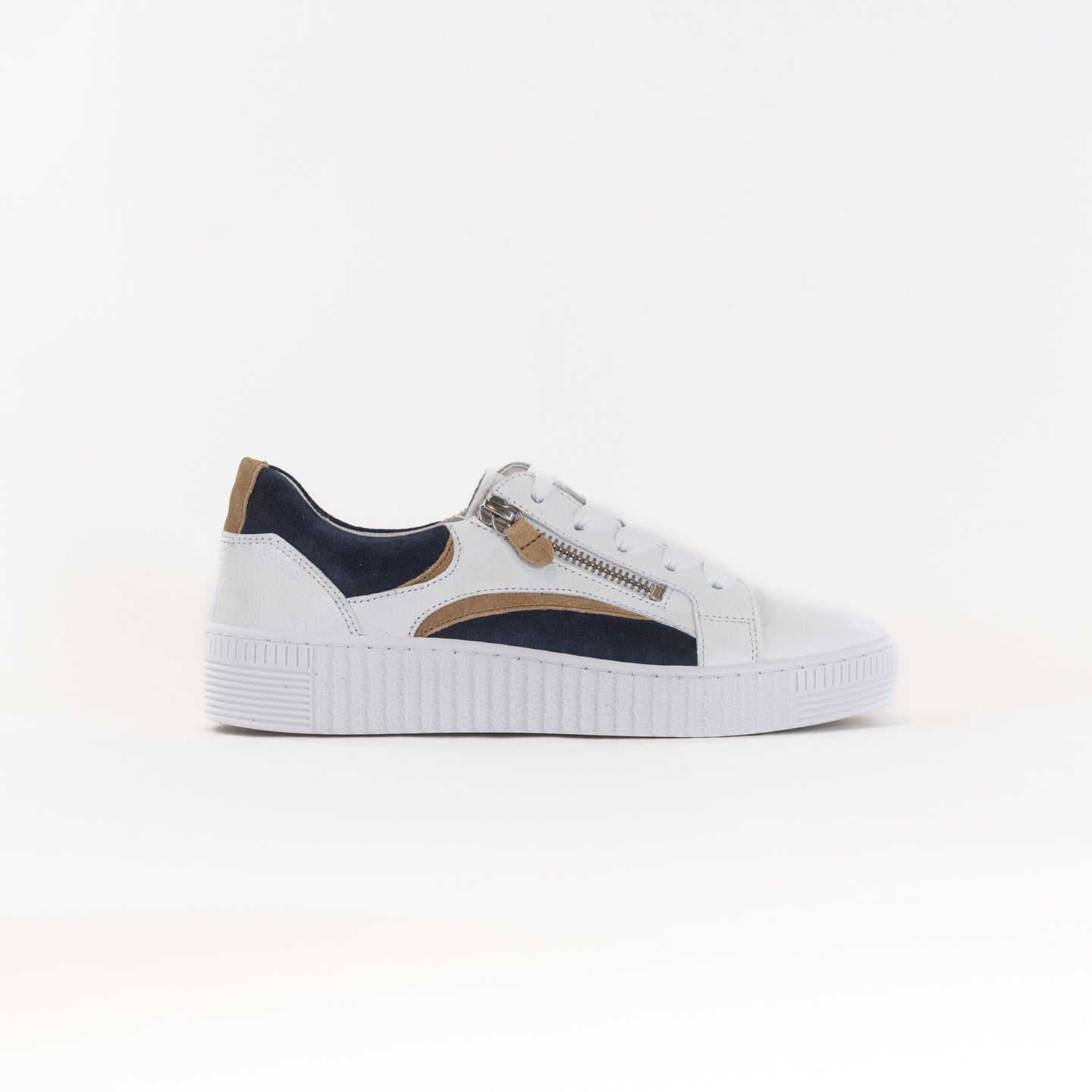 Gabor Women's White/Blue A1 Zipper Comfortable Sneaker 23.330