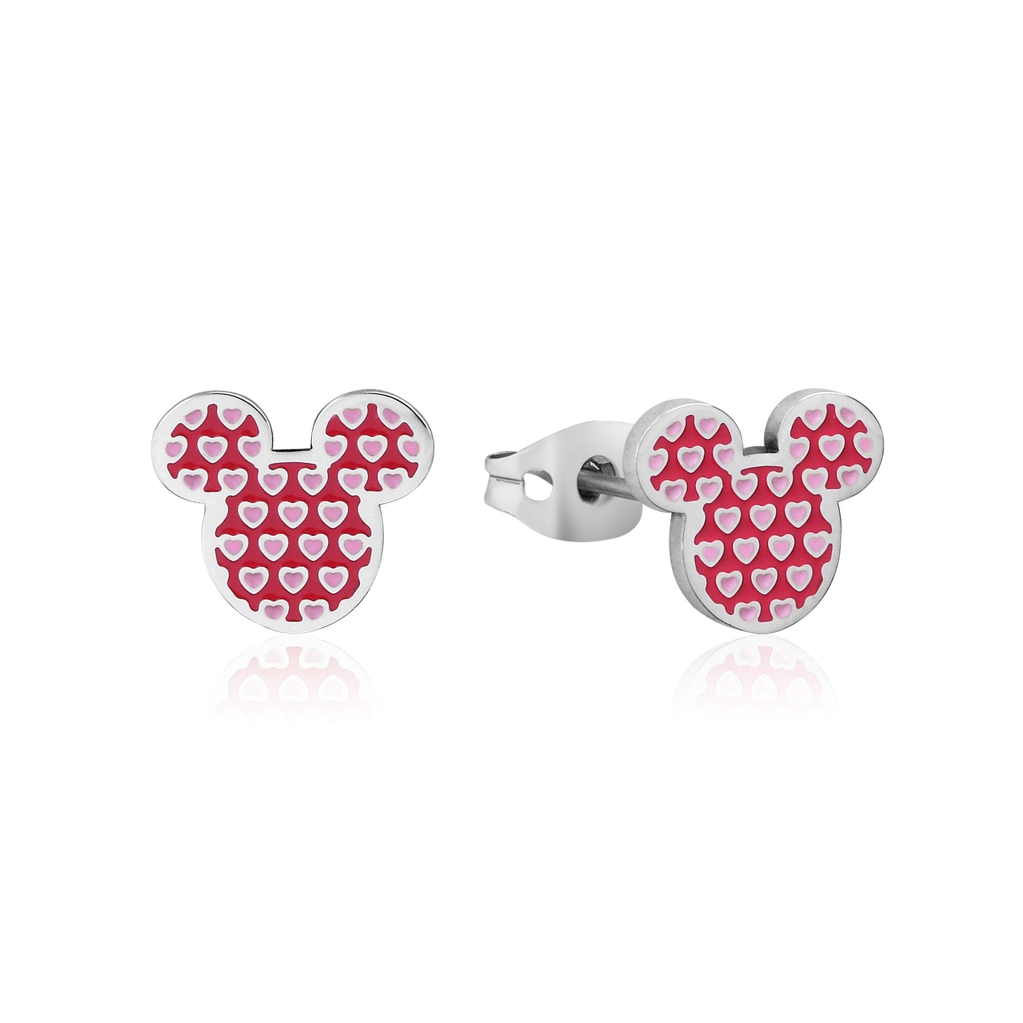 Disney 11mm Stainless Steel Pink Heart Minnie Mouse Stud Earrings