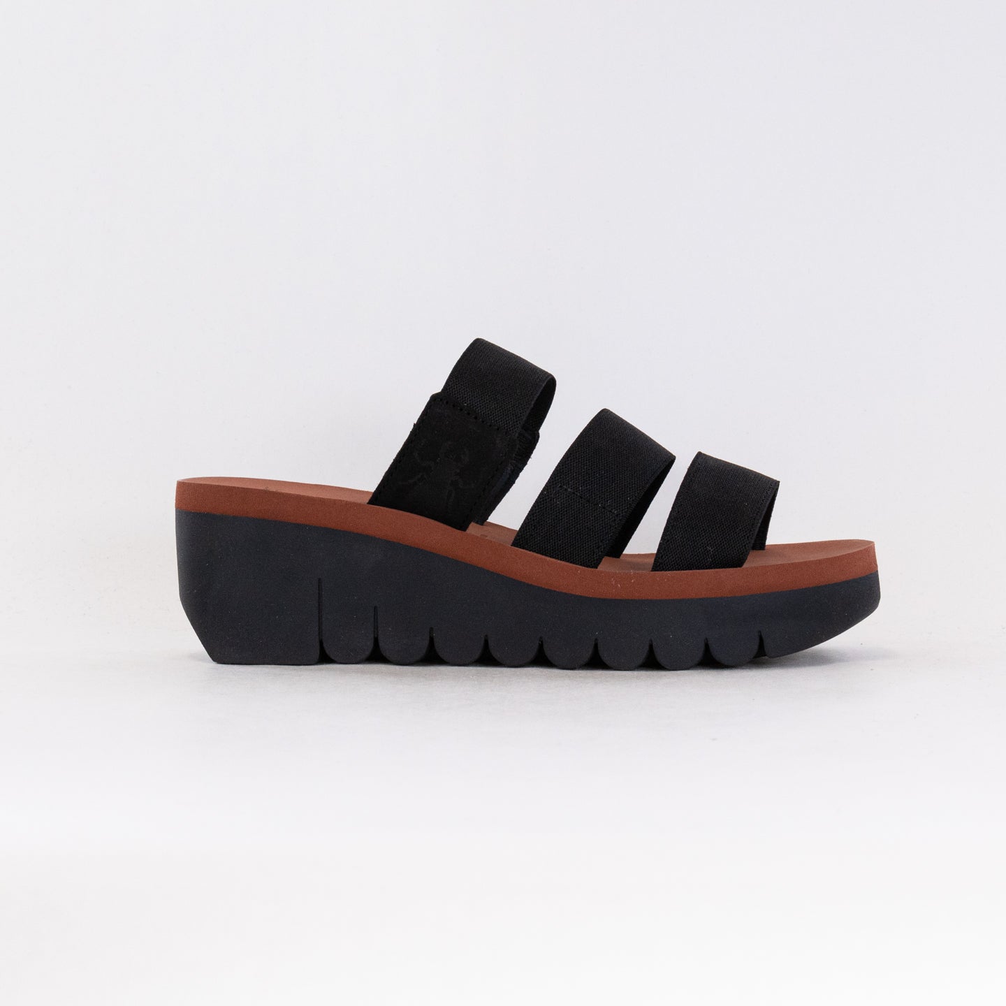 Fly London Women's Elegant Cupido Wedge Sandals - YIAN845FLY in Black/Brick Color