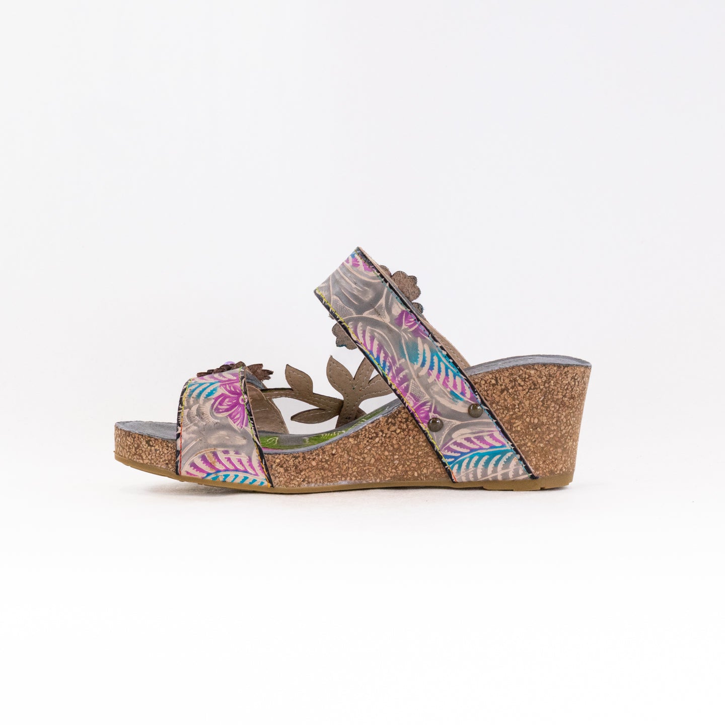 Spring Step L'Artiste Moai Women's Grey Multi Floral Sandals