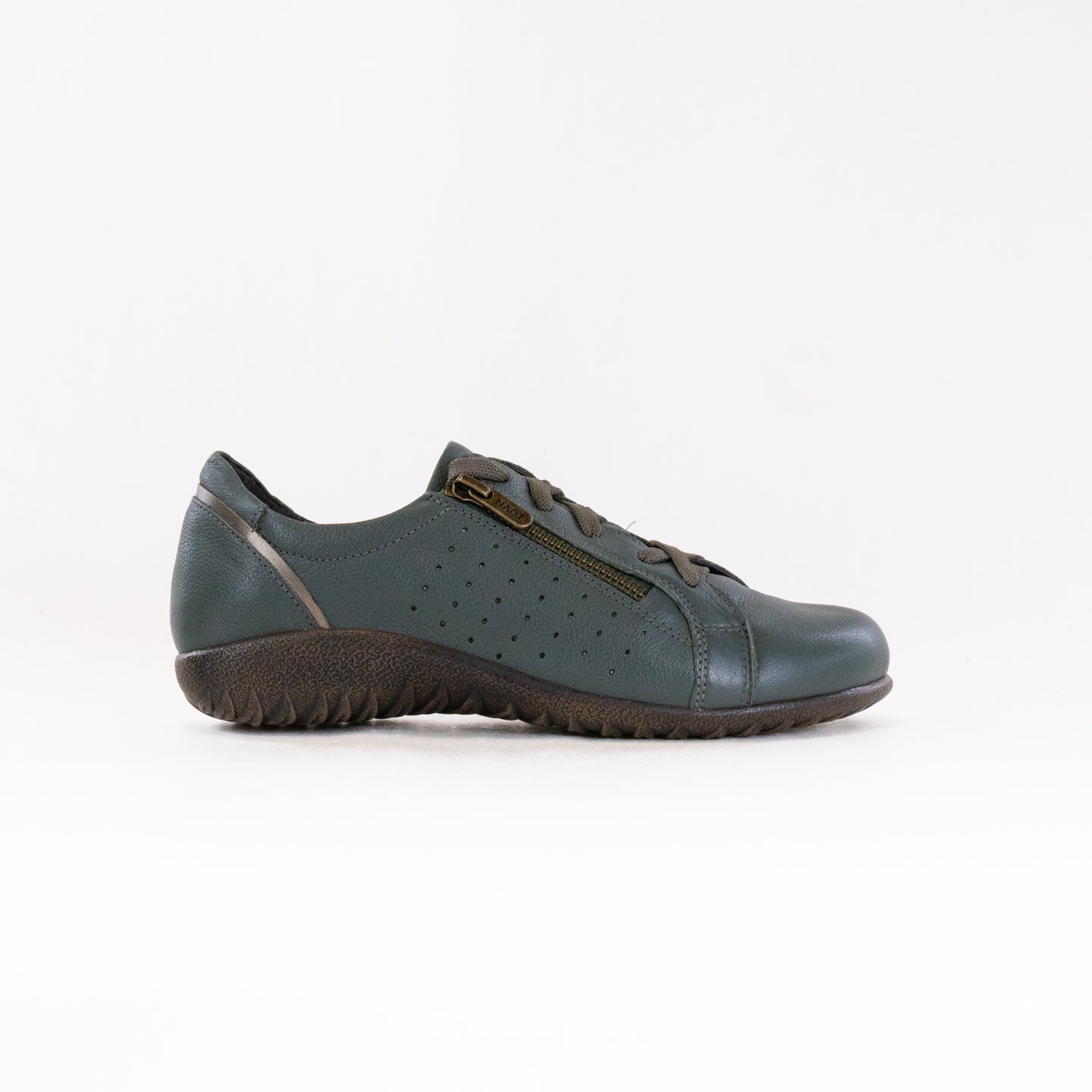 Naot Women's Moko Lace - Up Shoes in Green Leather with Pewter Accents