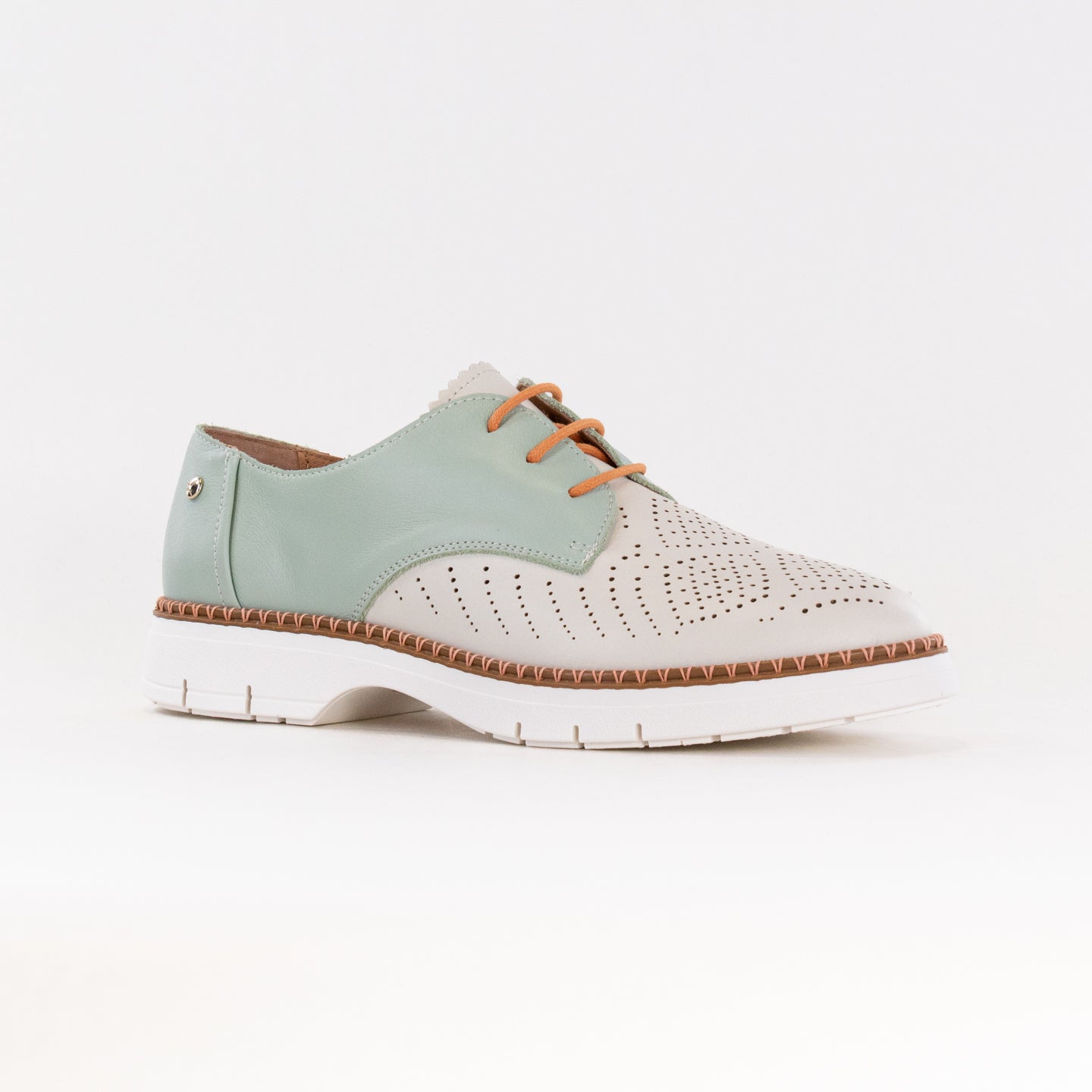 Pikolinos Women's Henares W1A-4816C1 Lace-up Dress Shoes in Cream-colored Calfskin Leather