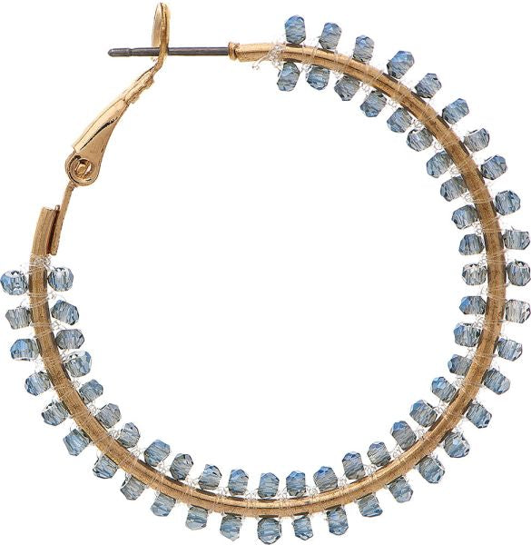 Stylish Gold and Blue Beaded Edge Hoop Earrings for Fashion Lovers