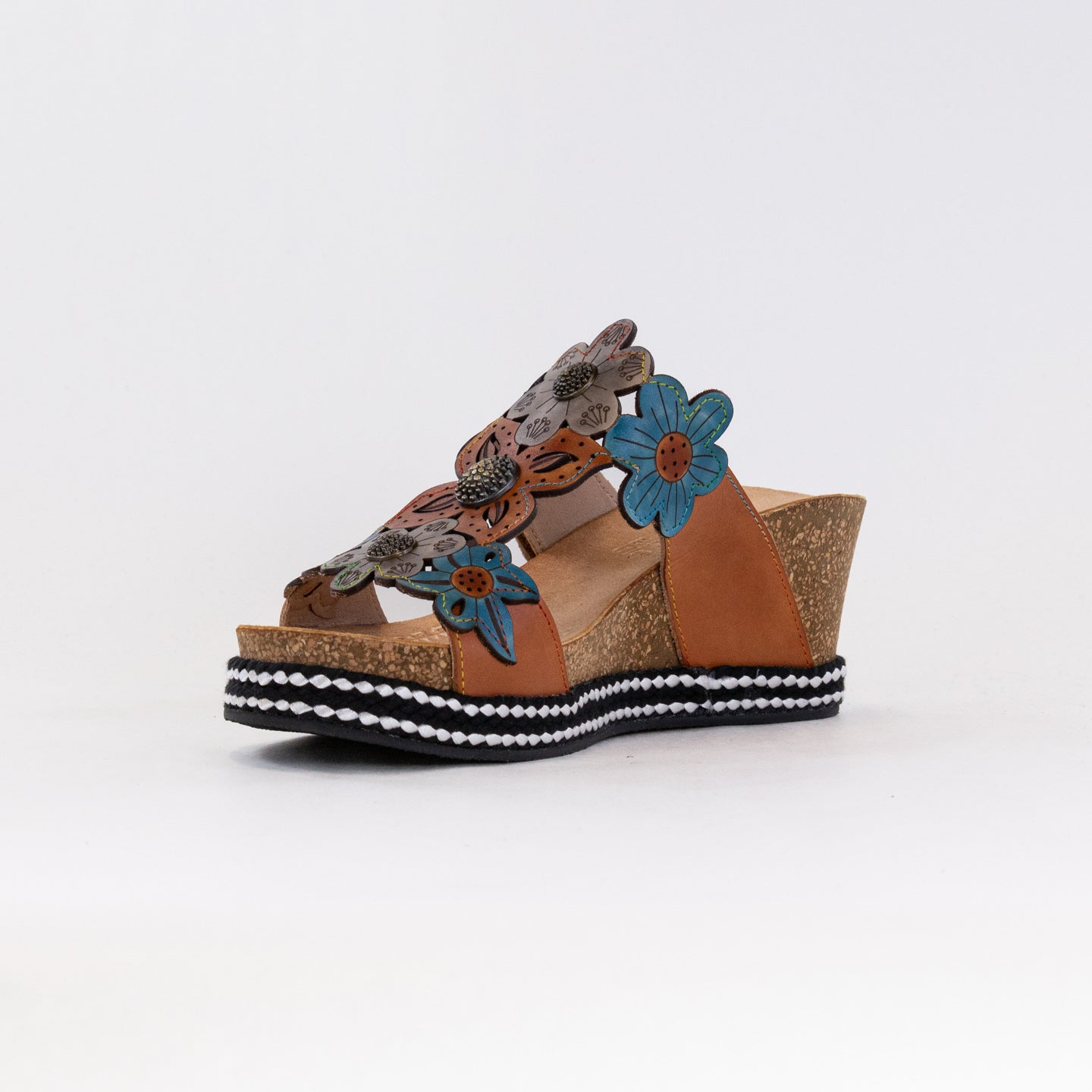Women's L'Artiste Damour Camel Multi Wedged Slide Sandals