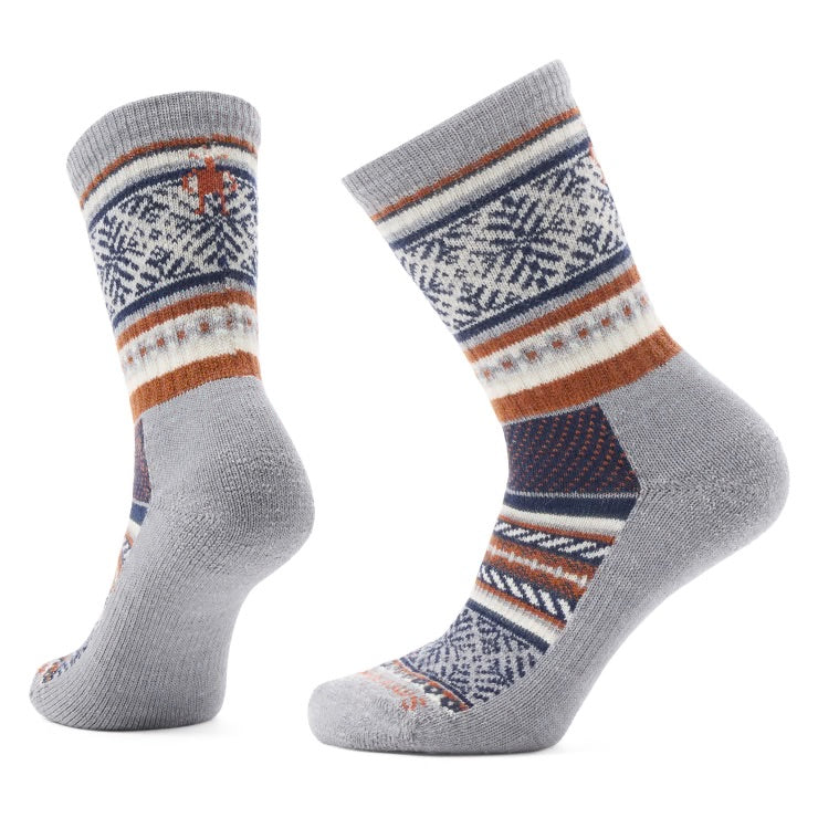LIGHT GRAY Everyday Premium Fair Isle Crew Socks for All - Day Comfort