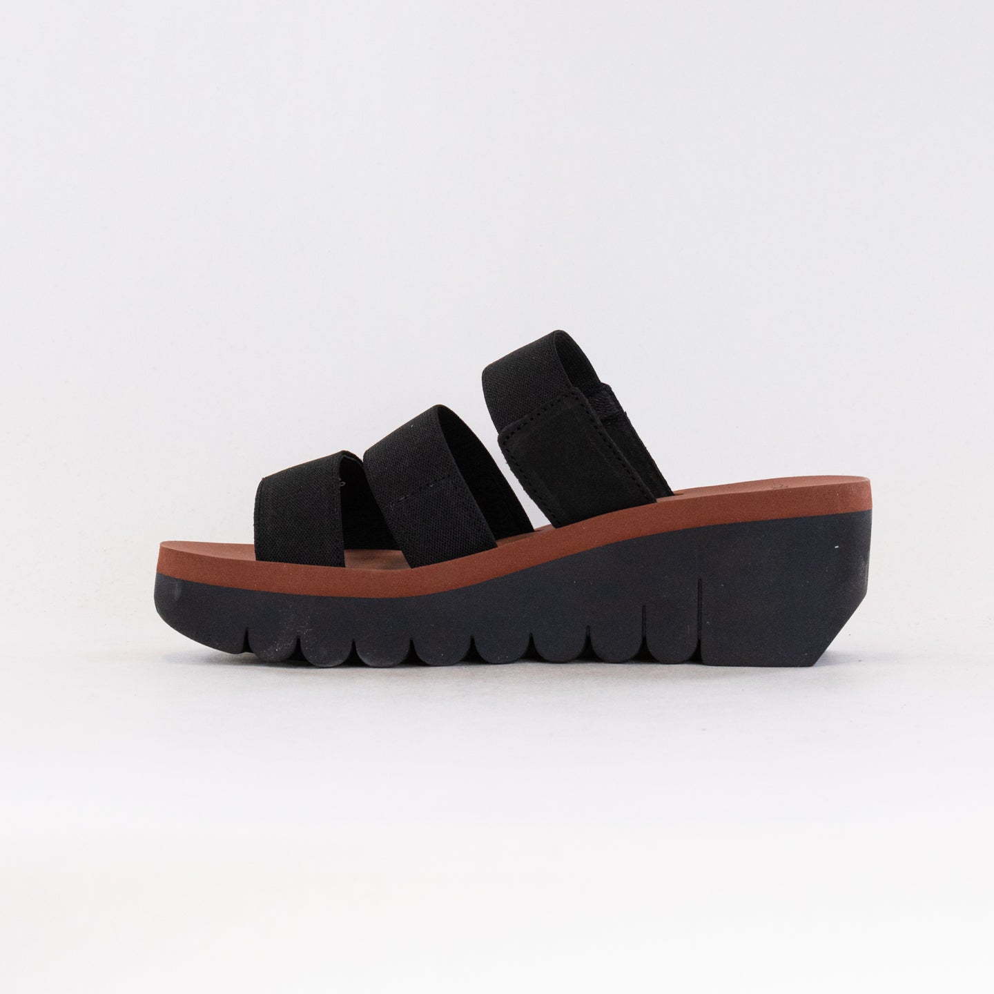 Fly London Women's Elegant Cupido Wedge Sandals - YIAN845FLY in Black/Brick Color