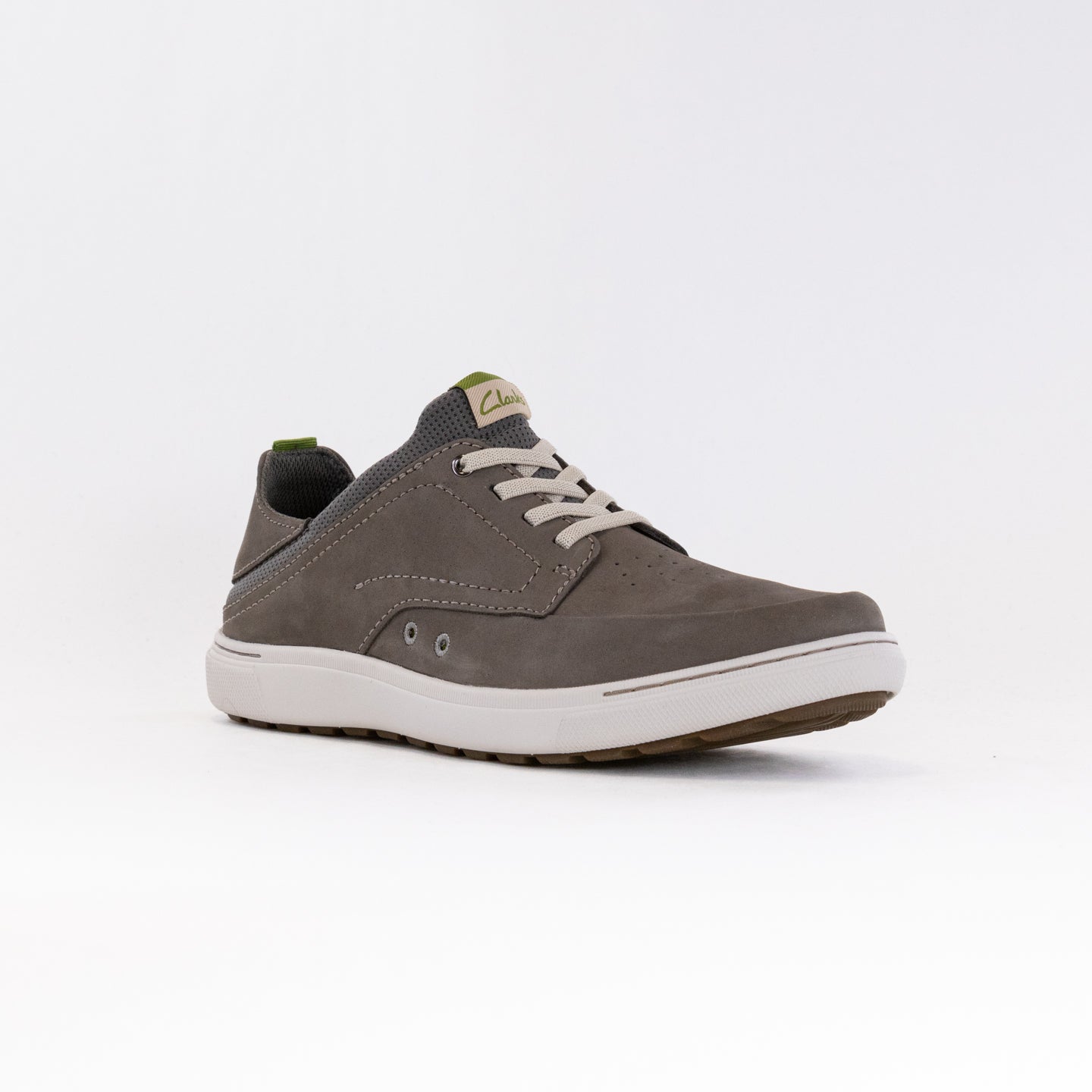 Men's Clarks Mapstone Easy - Dark Grey Nubuck Leather Comfortable Lace - up Sneakers