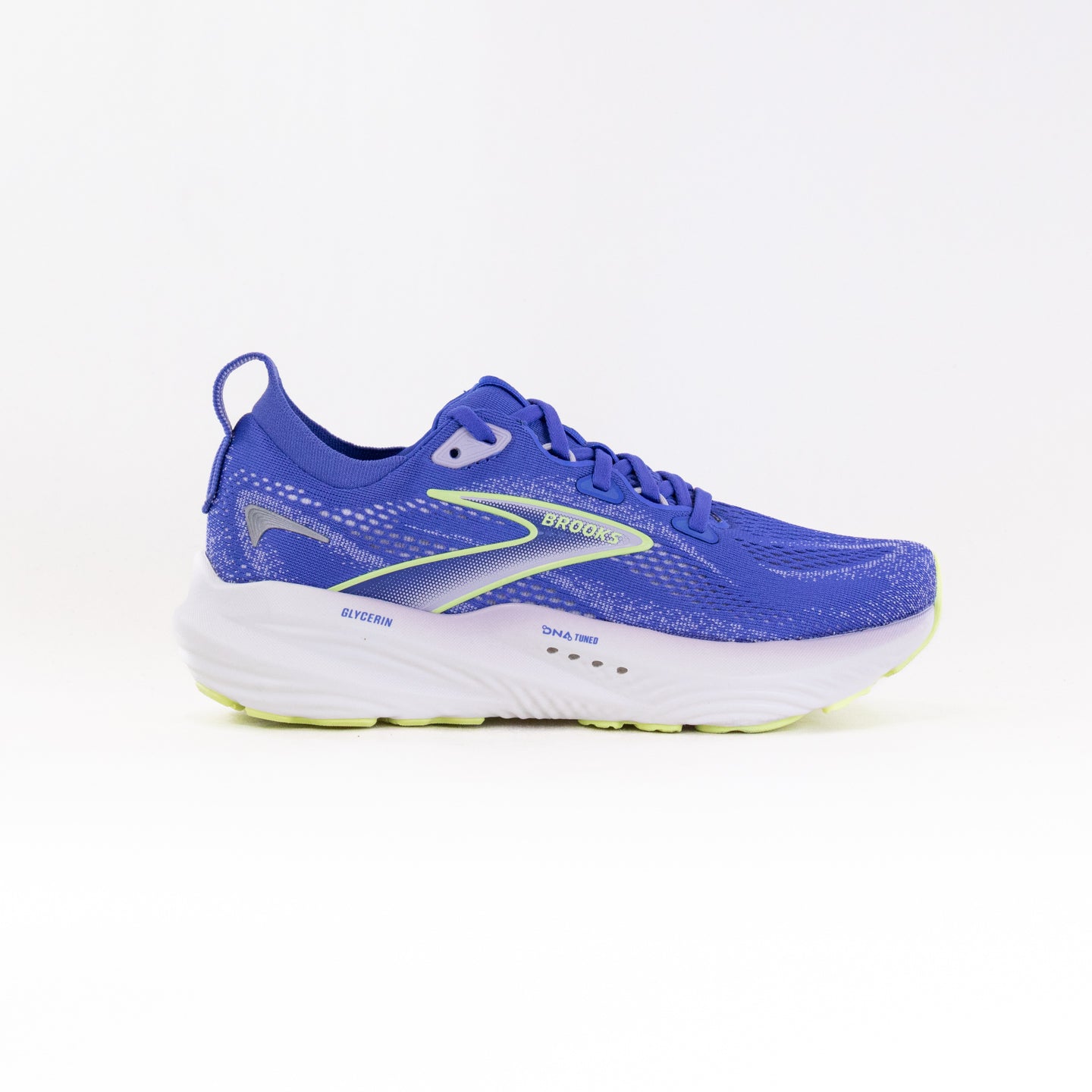 Brooks Women's Glycerin 22 Running Shoes in Amparo Blue, Hyper Iris, and Yellow Colors