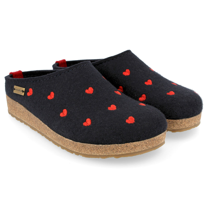 Navy Haflinger Women's Cuoricini Comfort Clogs