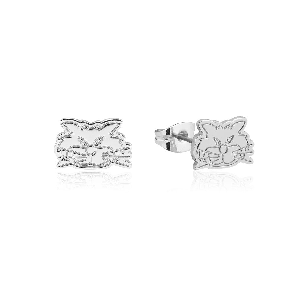 Disney Princess Cinderella's Lucifer White Gold Plated Stud Earrings for Fans