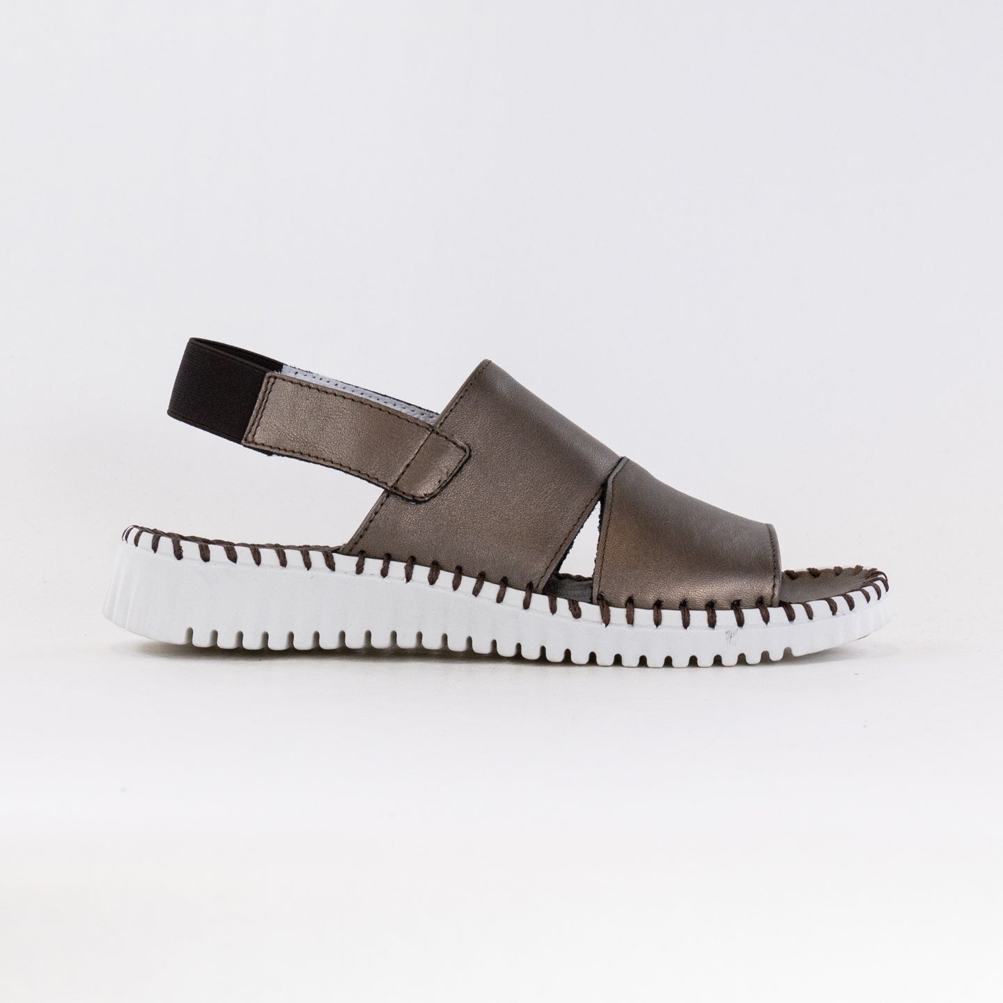 Eric Michael Women's Pewter Leather Sola Sandals for Daily Commute