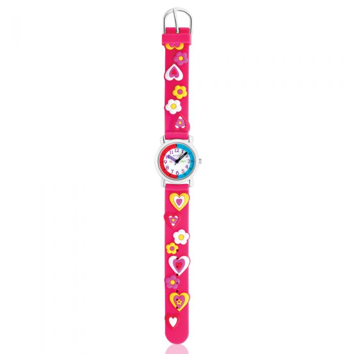 ECC Branded Pink - Strapped Heart - Motif Kids' Wristwatch for Young Explorers