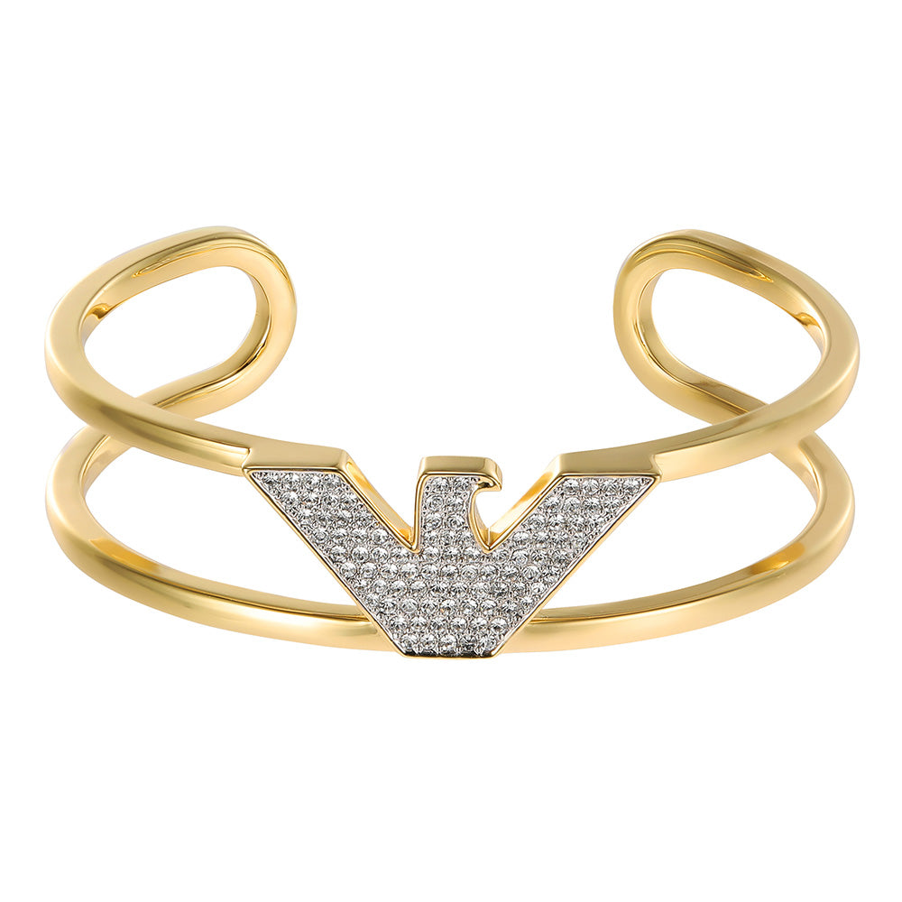 Stylish Emporio Armani Gold - Coated Brass Fashion Cuff Bangle Jewelry Piece