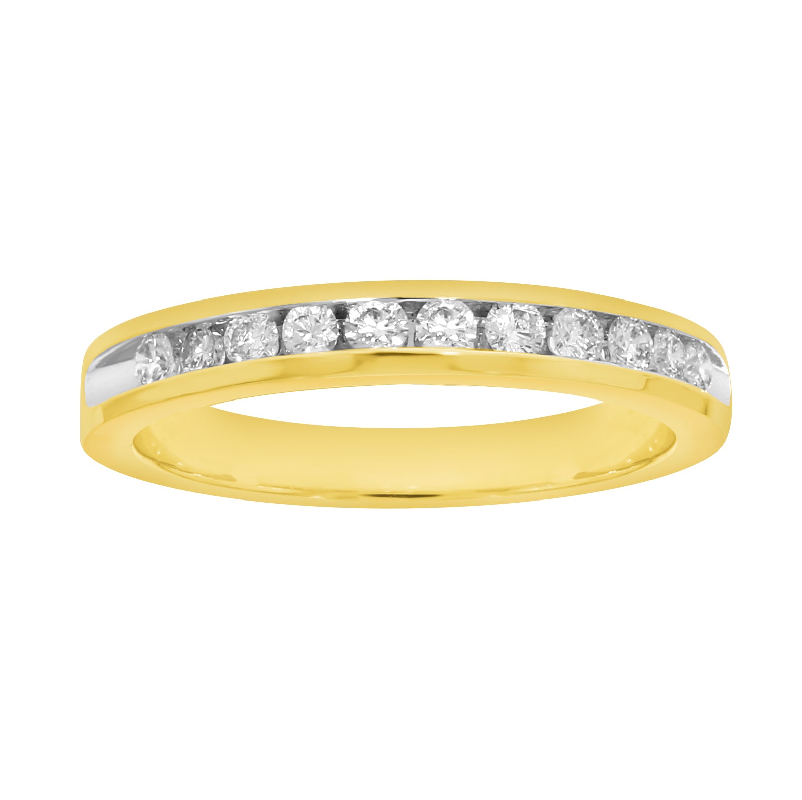 9ct Yellow Gold Ring with 1/6 Carat of 11 Sparkling Brilliant Diamonds