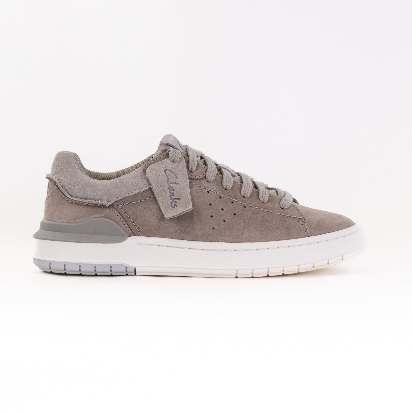 Men's Grey Nubuck Clarks Courtlite 2 Run Retro Comfortable Sneakers