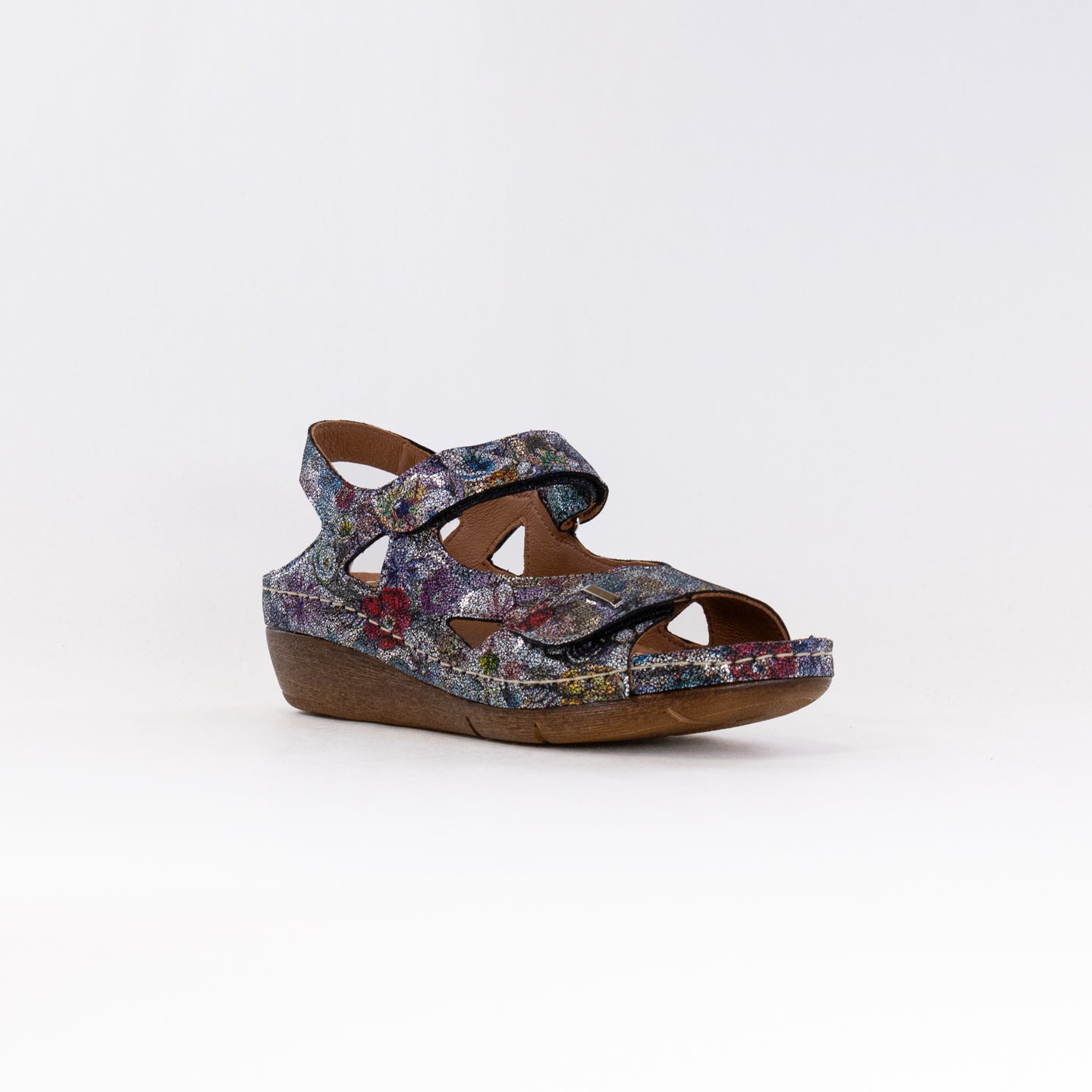 V Italia Women's 619-F94 Floral Multicolored Wedge Sandals