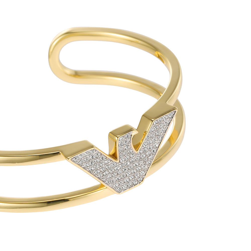 Stylish Emporio Armani Gold - Coated Brass Fashion Cuff Bangle Jewelry Piece