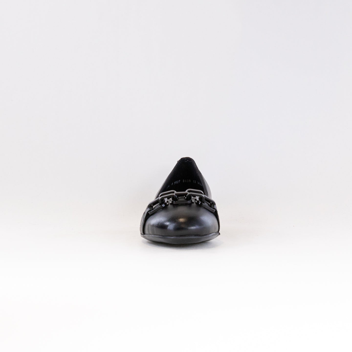 Women's Ara Scout Chain-Adorned Ballet Flats in Elegant Black Leather