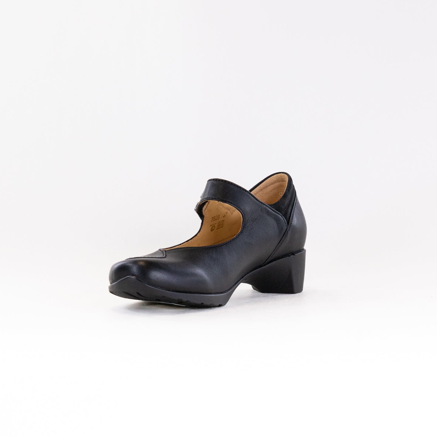 Women's Wolky Chili Mary Jane Black Leather and Nubuck Combination Comfortable Strap Shoes