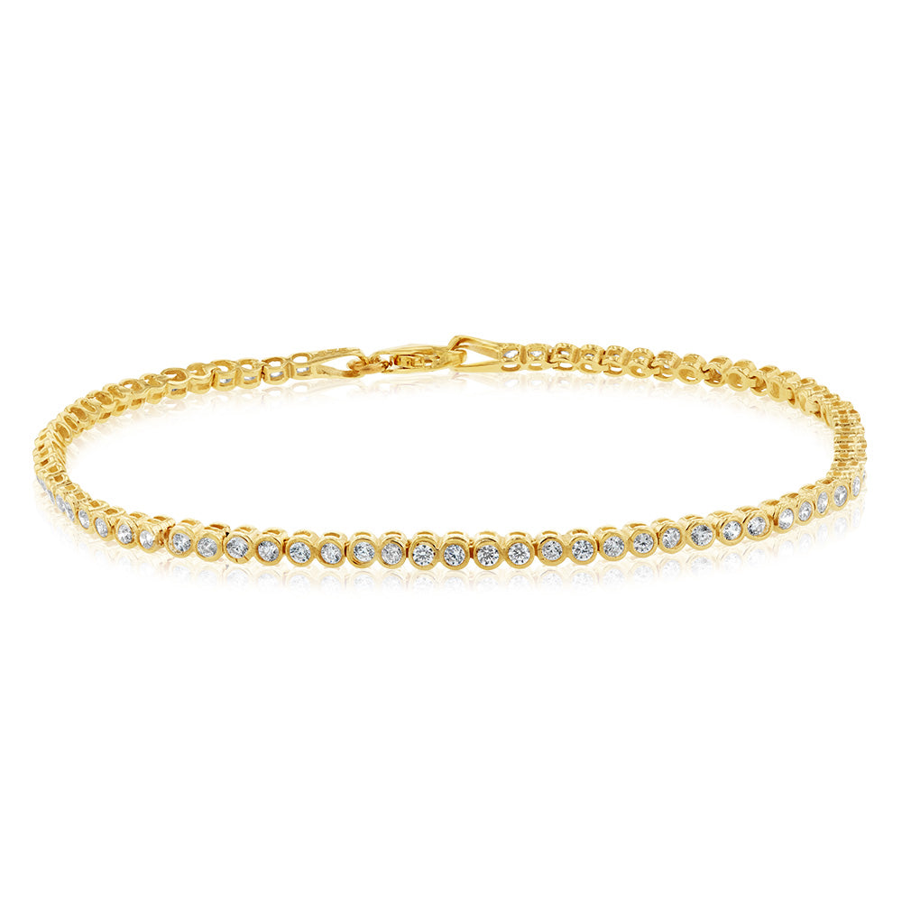 Stunning 9ct Yellow Gold Cubic Zirconia Fancy Bracelet, 18cm Length