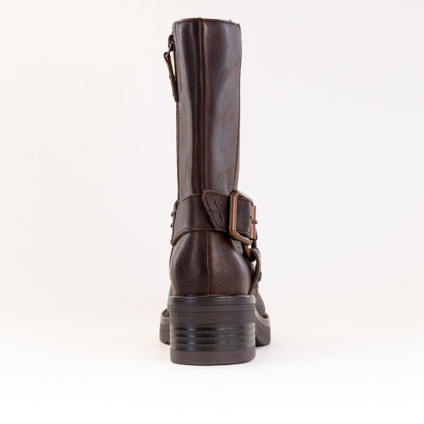 Clarks Women's Stylish Rebelle Up Walnut Leather Biker Boots
