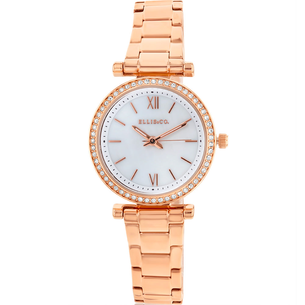 Ellis & Co Serena Rose Gold Tone Stainless Steel Women's Wristwatch