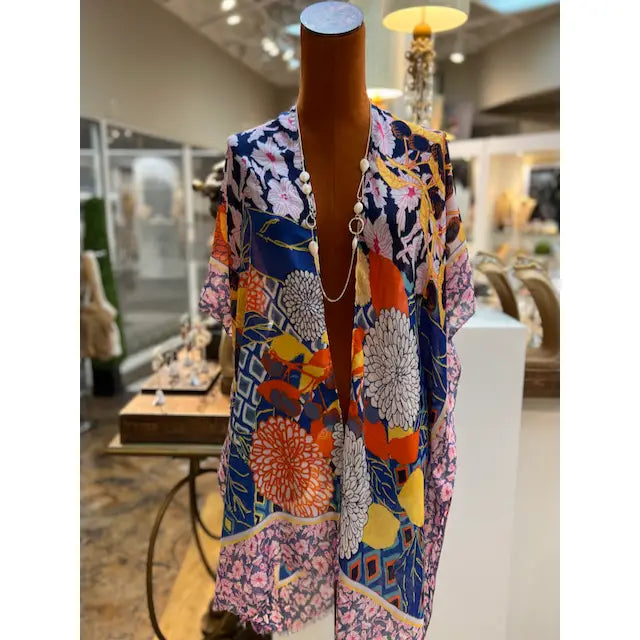 Montego View Polyester Kimono Ruana for Beach and Casual Wear