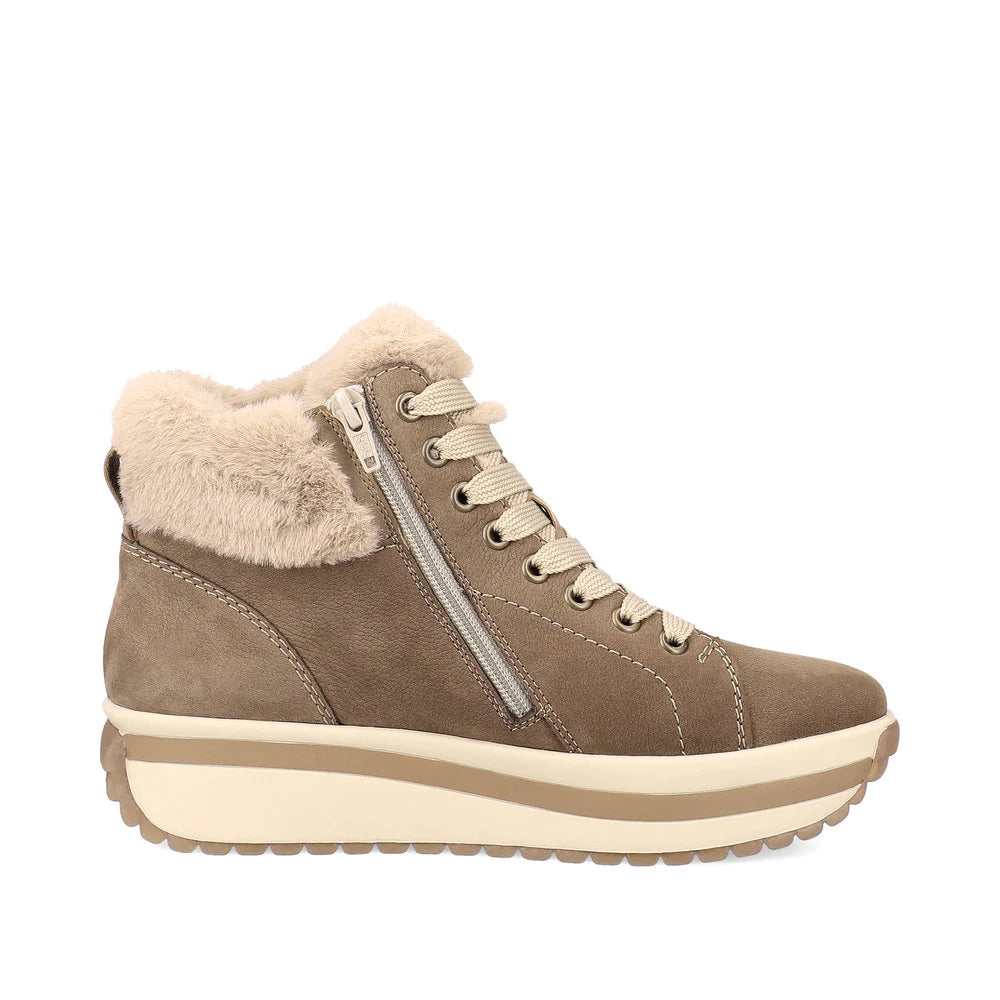 Stylish Women's Rieker W0961-24 Brown Suede Leather Boots