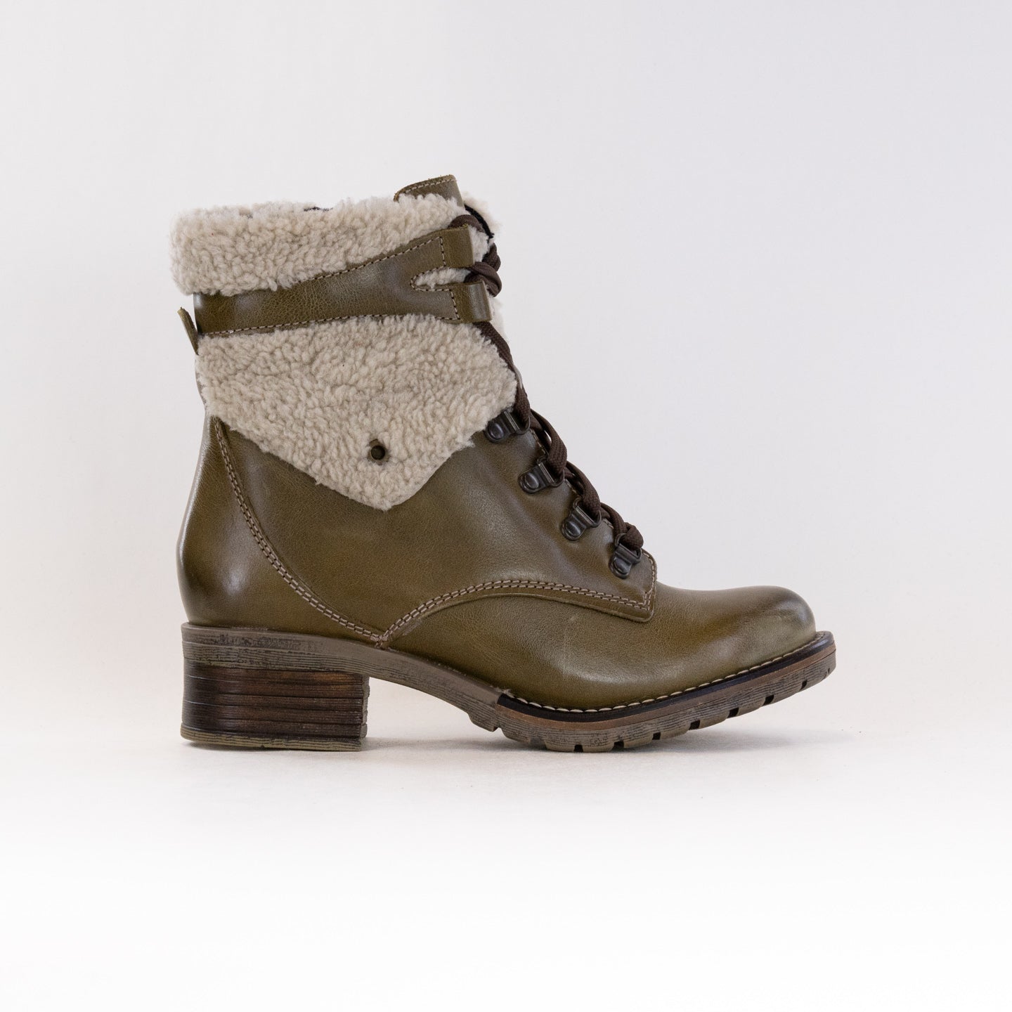 Olive Women's Dromedaris Kara Shearling Lace - Up Boots