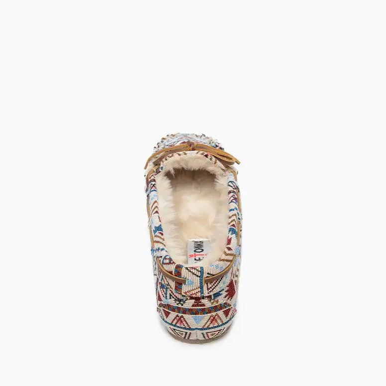 Minnetonka Women's Cally Slippers in Cream Mosaic Design