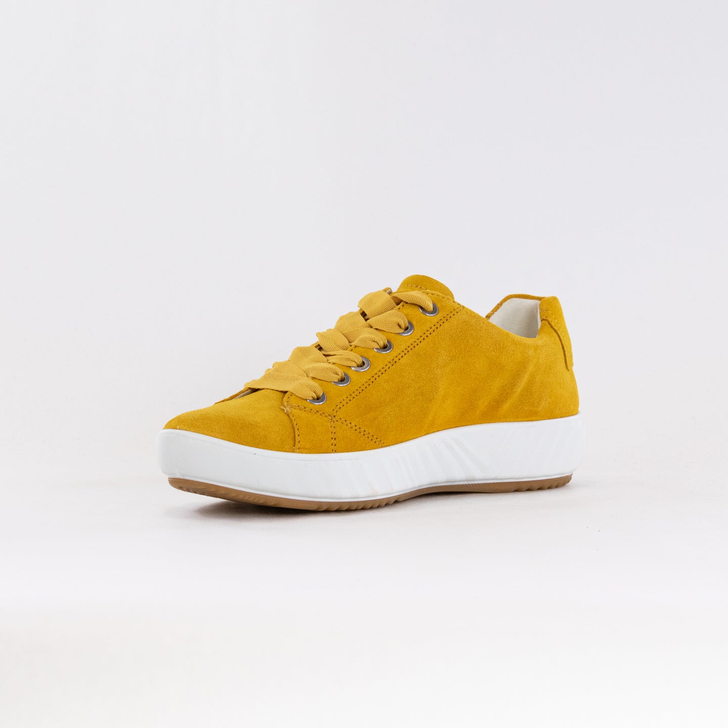Women's Ara Alexandria Yellow Suede Lace-Up Casual Sneakers