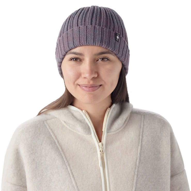 Smartwool Chalk Violet Heather Heavy Rib Knit Comfortable Hat