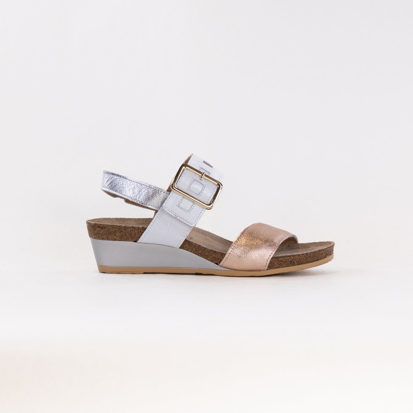 Naot Women's Dynasty Sandals in Rose Gold and Pearl White Shades