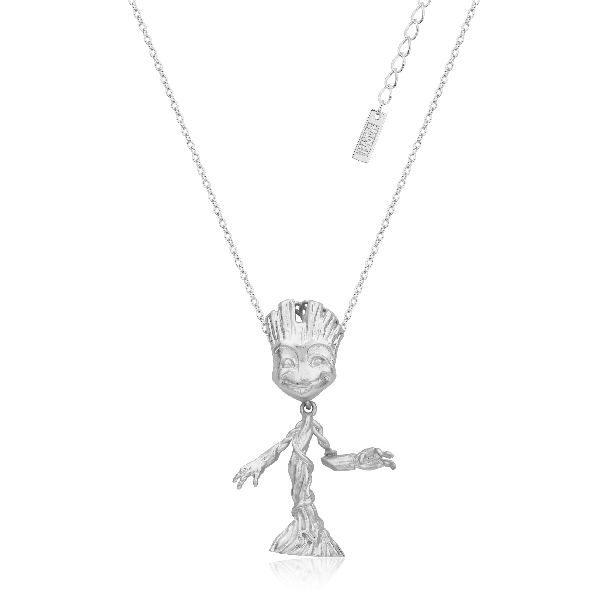 Disney Guardians of the Galaxy White Gold Plated Steel Groot Pendant on Chain