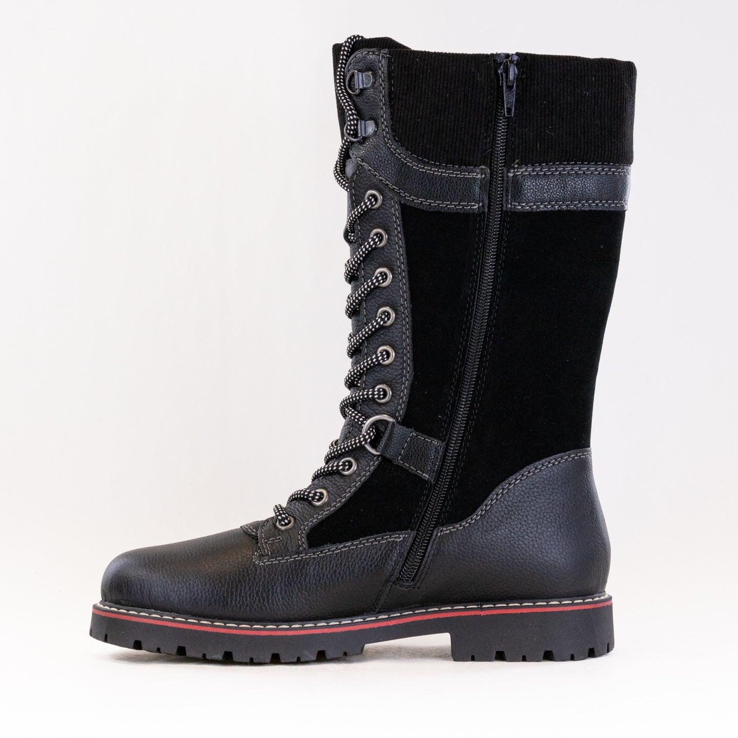 Stylish Women's Black Remonte Sarolta D9380 Suede Lace - up Boots
