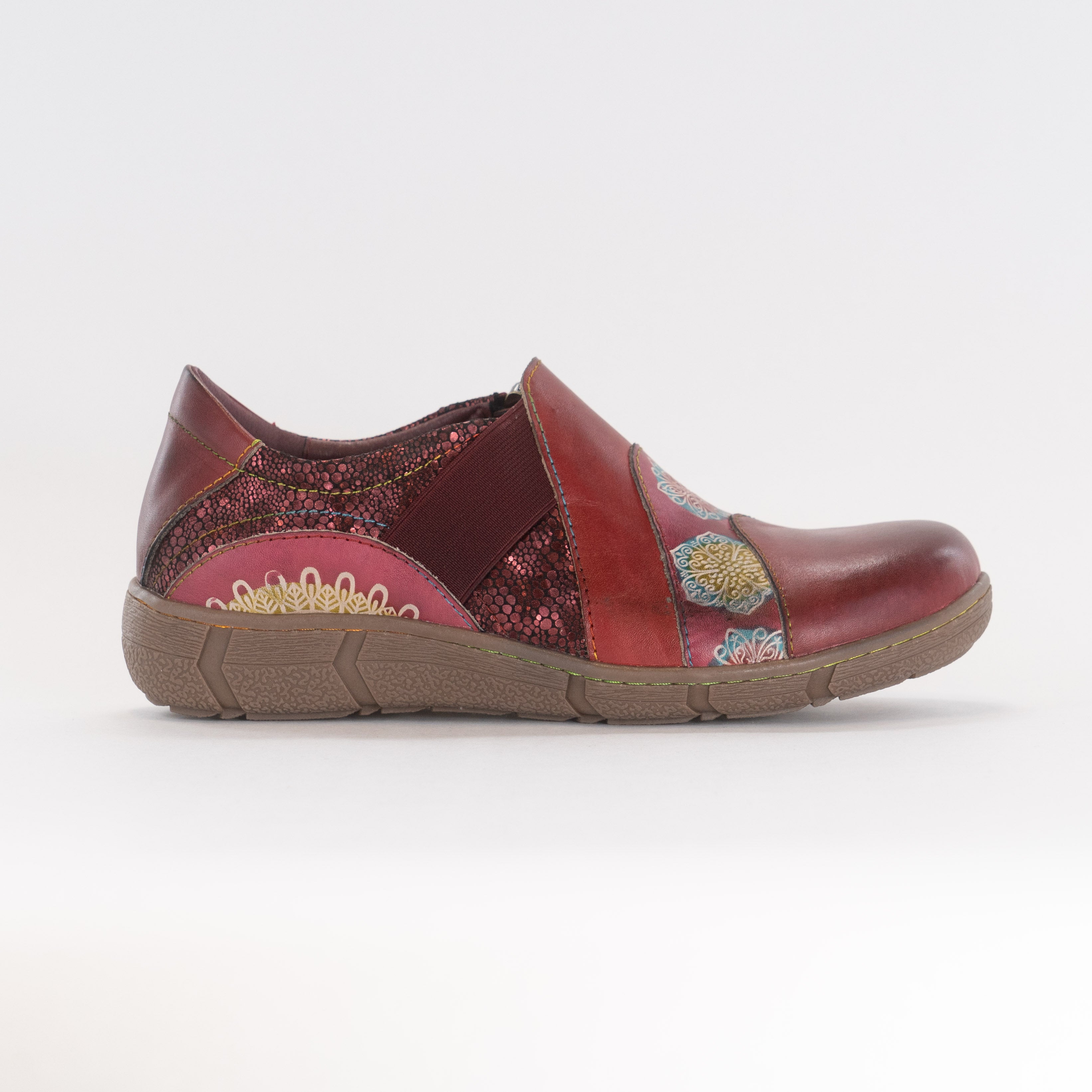 L'Artiste Women's Lata Cabernet Multi - Unique Hand - painted Closed - back Clogs
