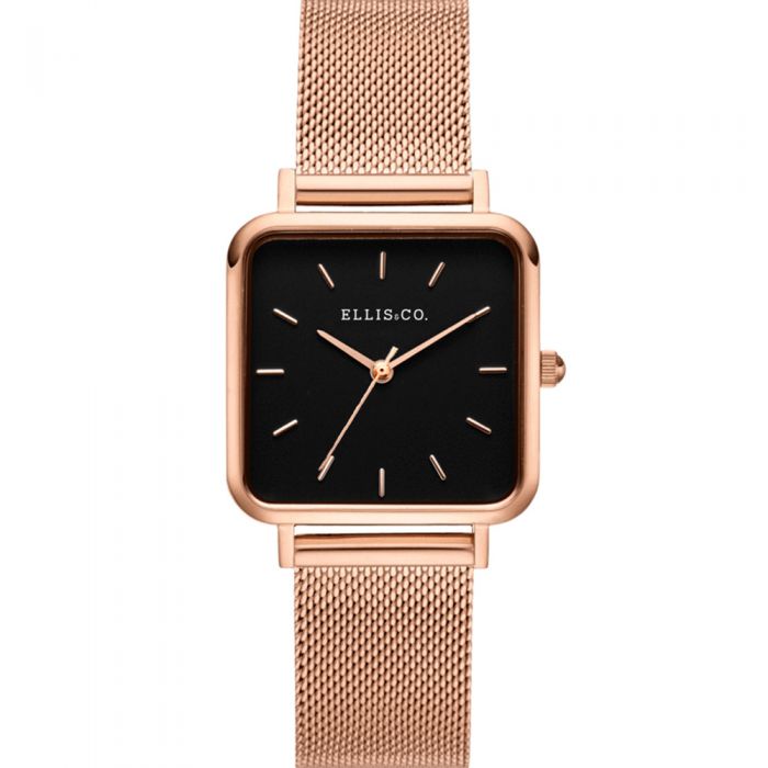 Ellis & Co 'Alyssa' Rose Gold Charcoal Mesh Band Women's Comfort Watch
