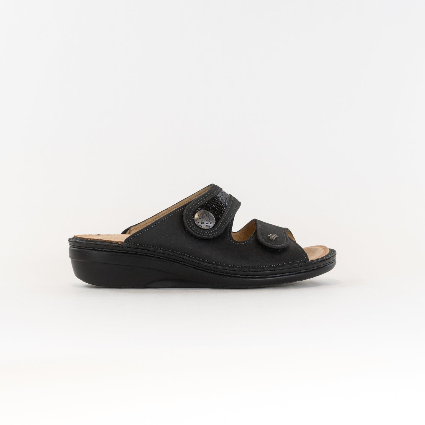 Finn Comfort Women's Mira Black Premium Leather Adjustable Straps Walking Shoes