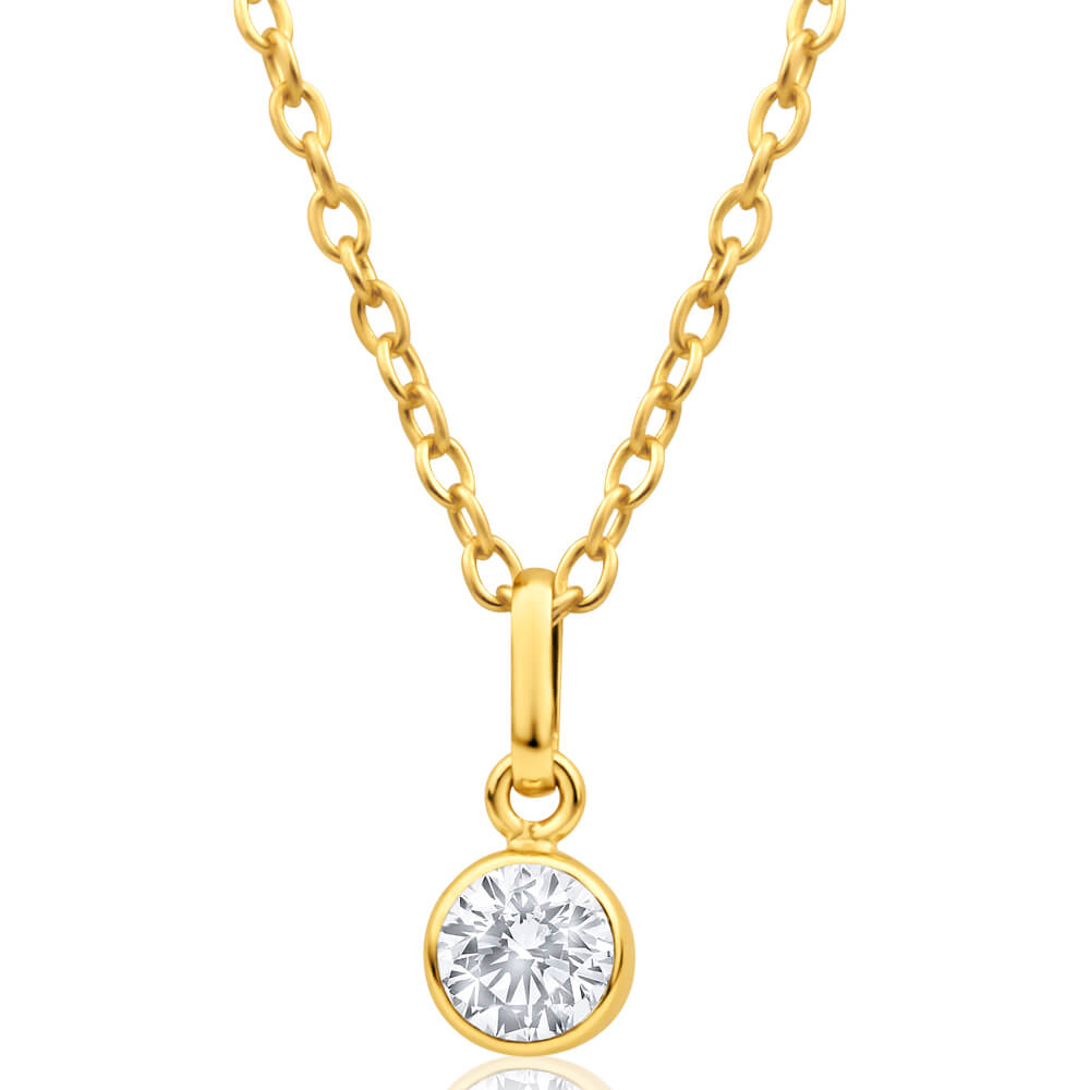 5mm 9ct Yellow Gold Cubic Round Zirconia Shining Pendant