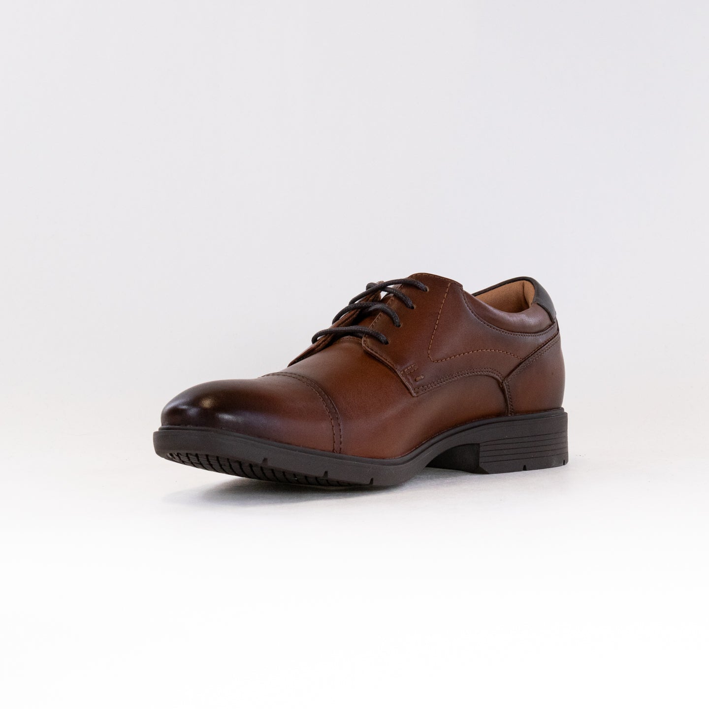 Clarks Men's Eldredge Cap Toe Oxford Dress Shoes in Premium Dark Tan Leather