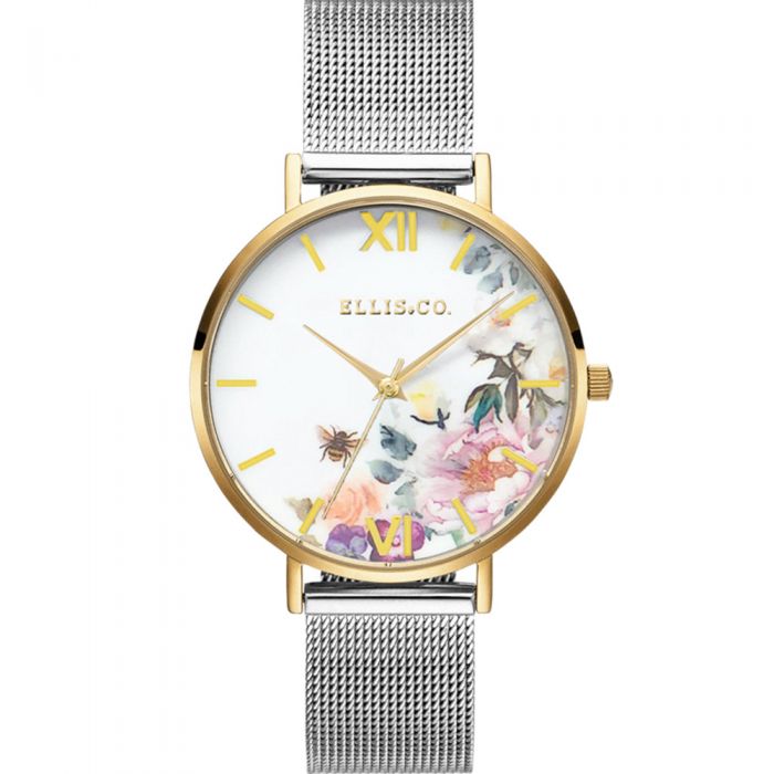 Ellis & Co Glowing Gold Floral 'Iris' Women's Watch