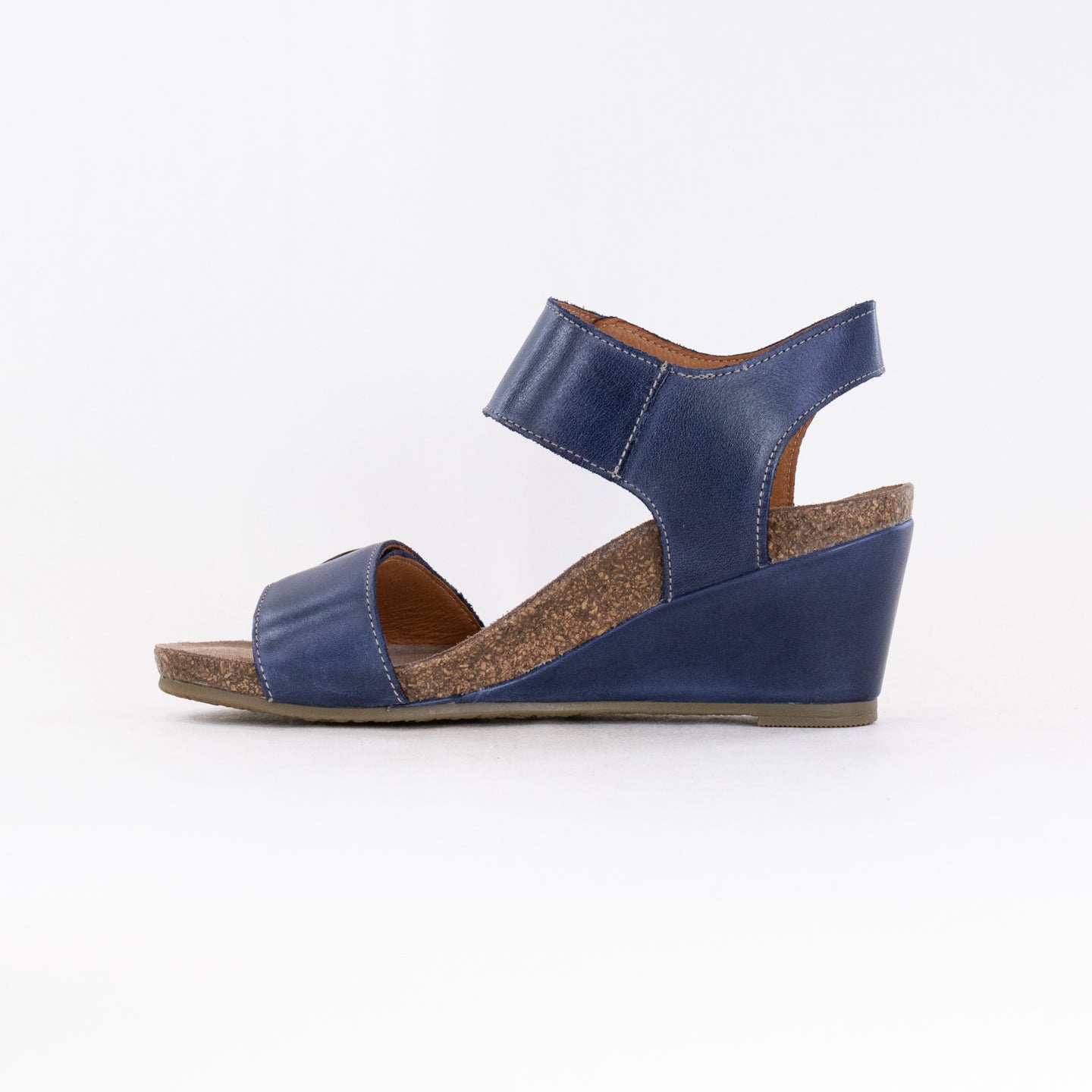 Women's Dark Blue Taos Carousel 3 Fine Italian Leather Wedge Sandals