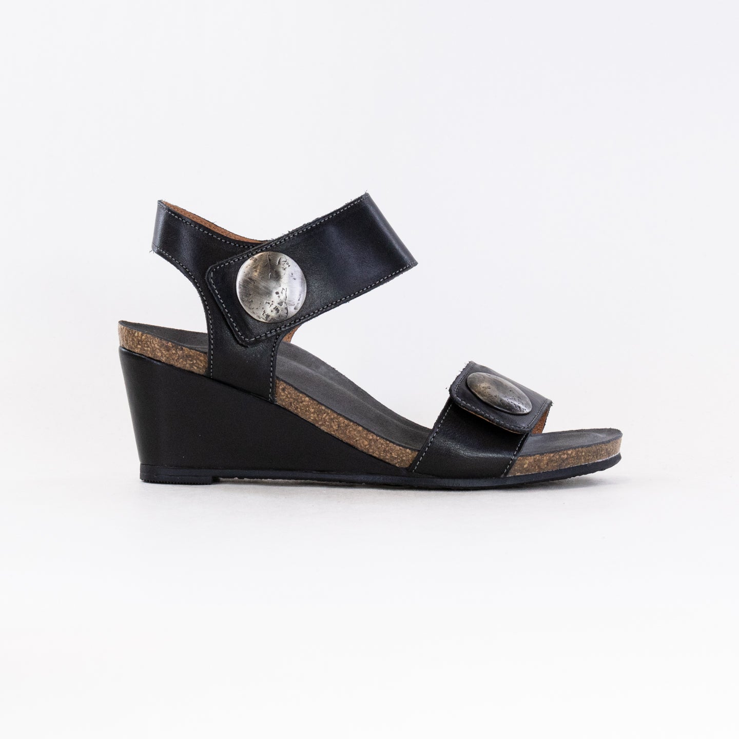 Stylish Women's Taos Black Carousel 3 Wedge Sandals with Arch Support
